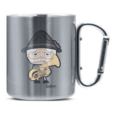 Da Oid Sinzer Musikinstrumente Edelstahl Kaffeetasse silberer Karabiner 320ml Grosser Traithen Front